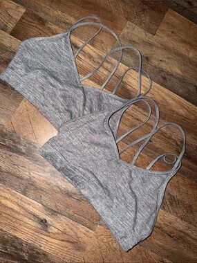 Old Navy Gray & White Strappy Sports Bra Duo Size Medium No Padding
